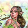 Dragonling, detail 1, watercolor and colored pencils by Christine Karron