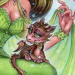 Dragonling, detail 2, watercolor and colored pencils by Christine Karron