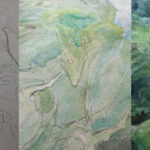 sketch of deer and watercolor work in progress