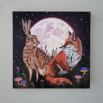 Hanging View of Fox and Hare Painting
