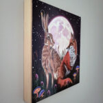 Angle View of Fox and Hare Painting