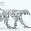 ink drawing of an afghan hound silhouette made of a bunch of trees in a forest