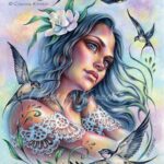 Gone With The Swallows by Christine Karron watercolor colored pencils illustration