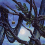 A closeup of an acrylic painting.