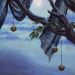 A closeup of an acrylic painting.