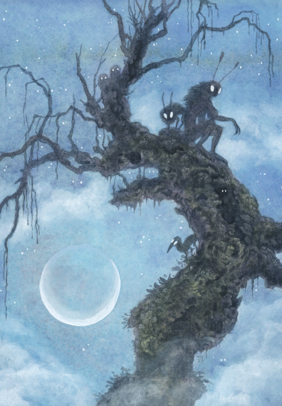 Faerie forest moonrise by Teal Newcomb