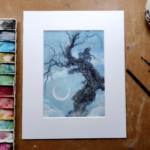 Faerie forest moonrise on desk