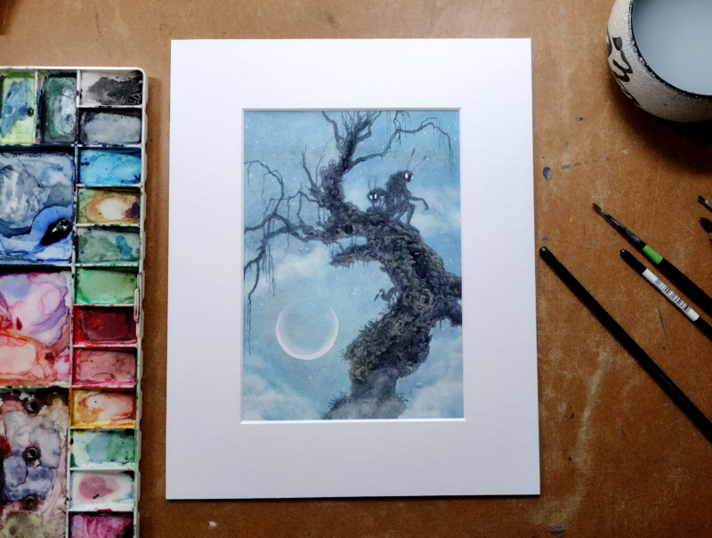 Faerie forest moonrise on desk