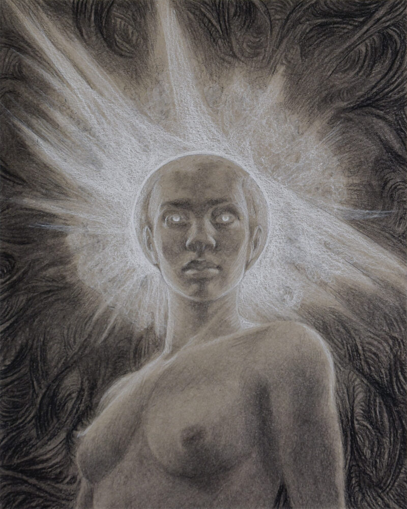 Eclipse charcoal portrait drawing