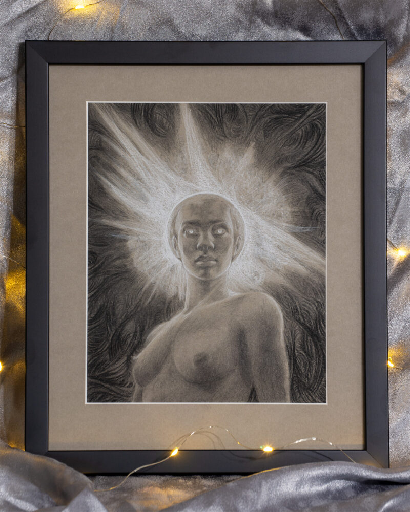 eclipse charcoal portrait drawing