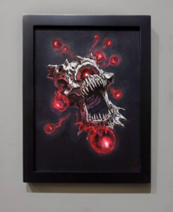 This is a photo of "Death Tyrant" in a frame. It is an acrylic Painting by Dan Cohen