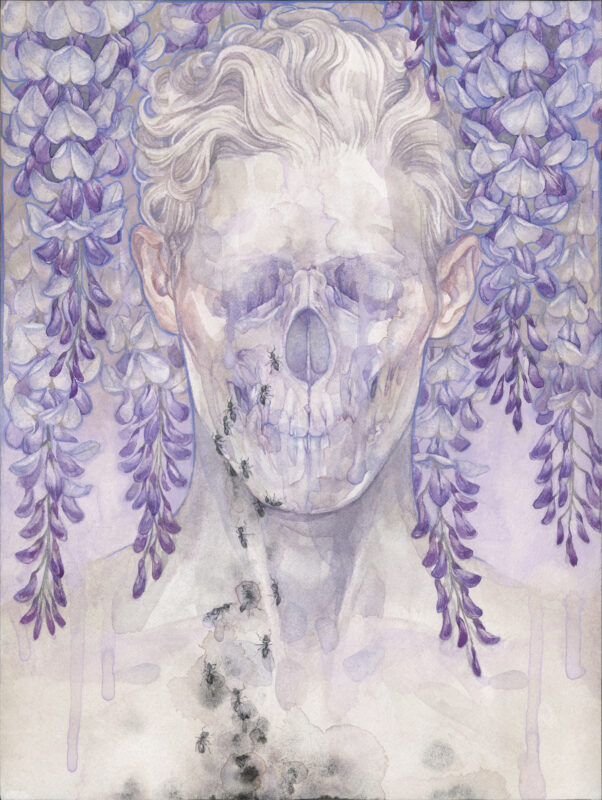 "Death Dawn" Dory Whynot, 2024. Watercolor on cold press paper 9x12"