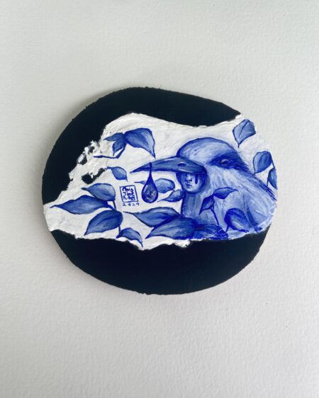 "Metamorphs de Mini Porcelaine, The Bearer of Non-time (Black-naped Oriole)" - by Christine R. Bay