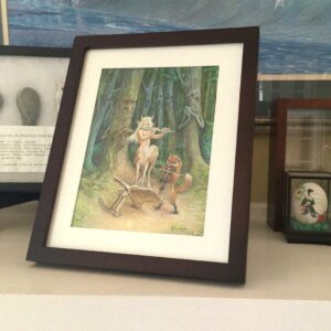 "The Flute Player," in its frame