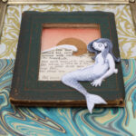 Oceans Spells, Mermaid art altered book detail close up