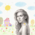 Graphite and colored pencils drawing "Journey Within" by Marta Witkiewicz