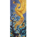 Golden Bird painting on white background