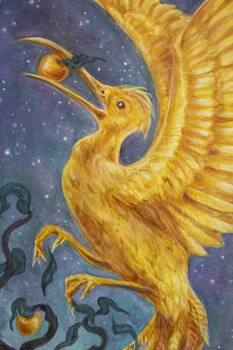 Detail shot of The Golden Bird painting