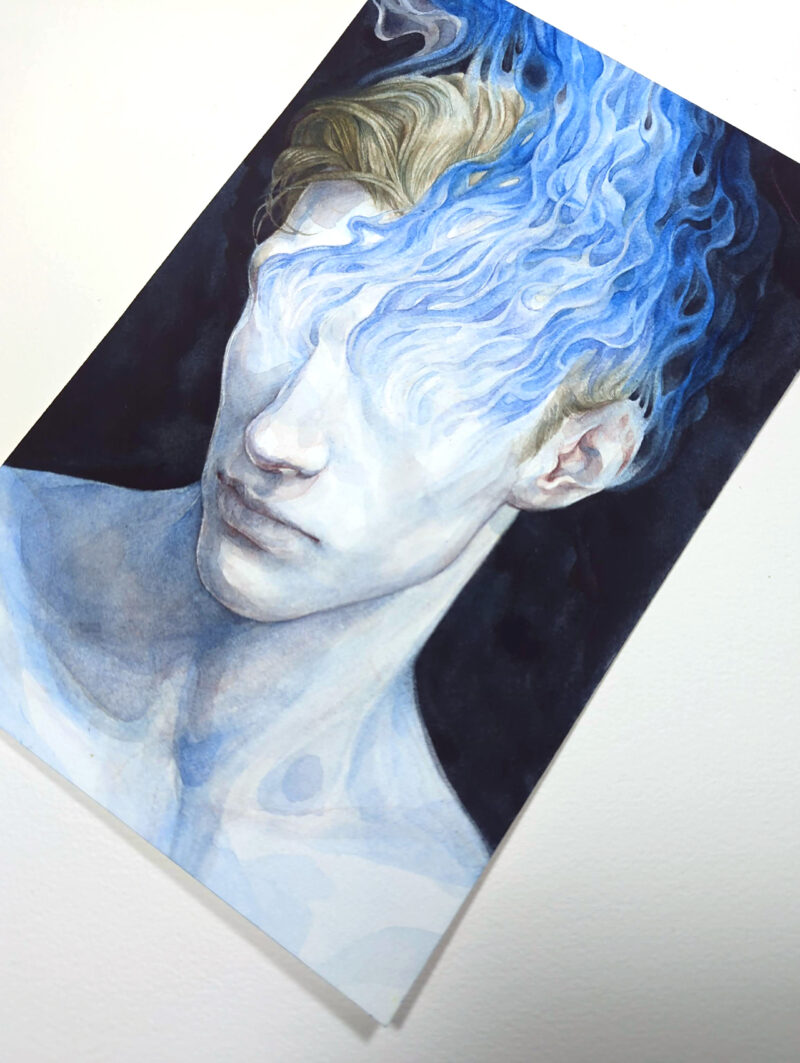 "Blue Ruin" Dory Whynot, 2024. Watercolor on hot press paper