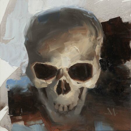 Oil painting of skull by Greg Manchess