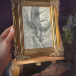 framed winged kelpie drawing