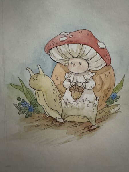 mushroom guy walking with his friend snail