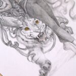 Close up of a tiger in the drawing
