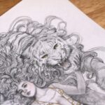 A close up of the focus area of the drawing.