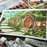 Halfling home - watercolor painting
