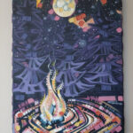 Frontal image of the bon fire painting.