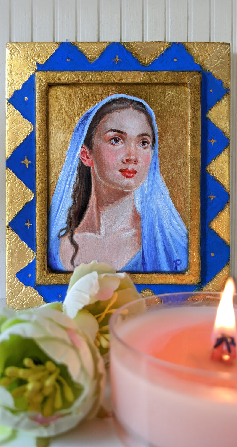 Virgo Maria -roses, candle, gilding