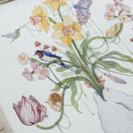 Whimsical Watercolour painting of autumn flora and fauna