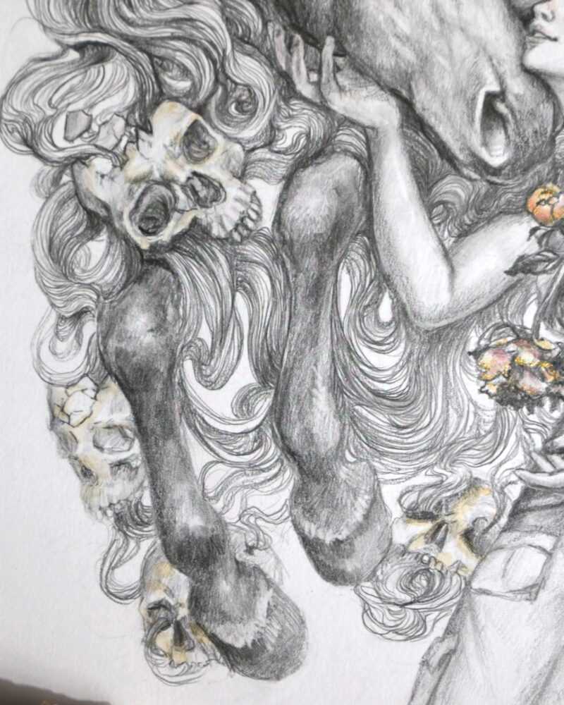 Close up to details of lower left side.
