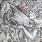 Close up of the woman and the horse