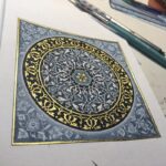Indigo and gold rosace