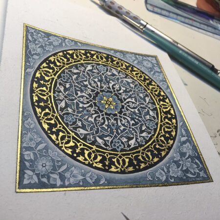 Indigo and gold rosace