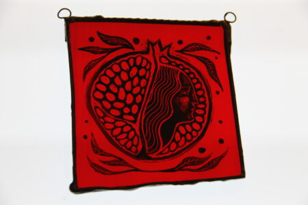 Persephone red stained glass pomegranate