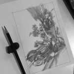 Greg Manchess drawing of an iron dragon's foot with roses growing around it.