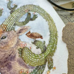 Whimsical Watercolour painting of Desert Ram with cactus horns