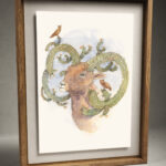 Whimsical Watercolour painting of Desert Ram with cactus horns
