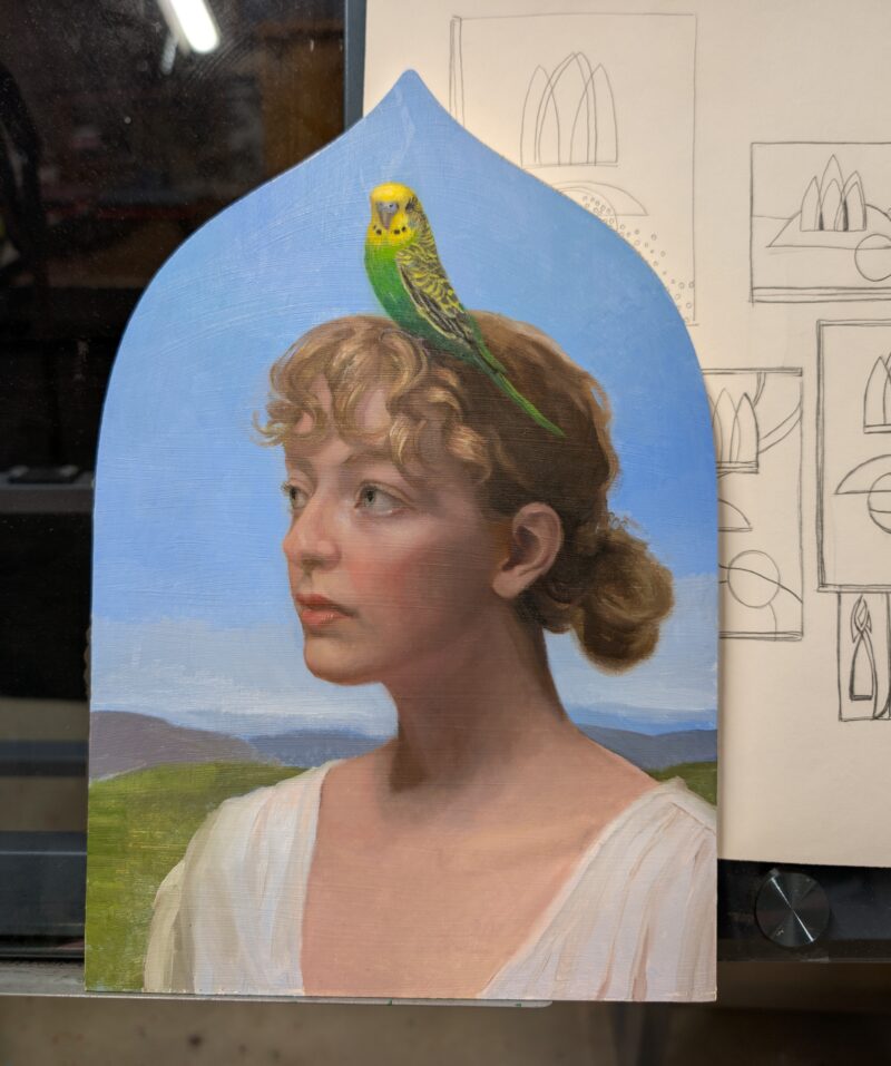 "Birdie" Oil on Panel, by Leah Mitchell