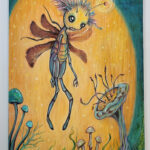 Mixed Media Bee Illustration, Creature Art, 3d painting
