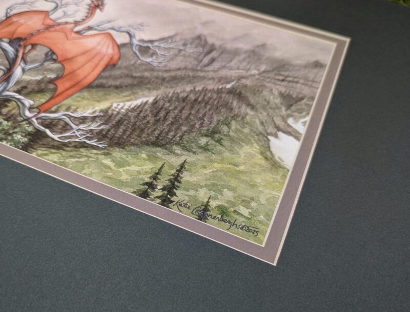 Shows corner of artwork with signature