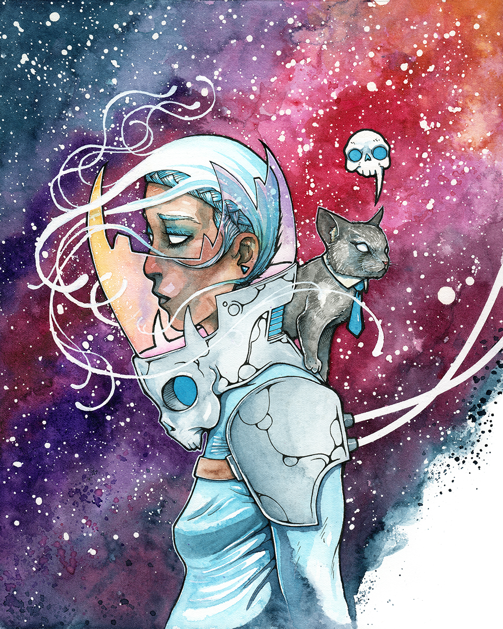 This Cosmic Business original watercolor painting.