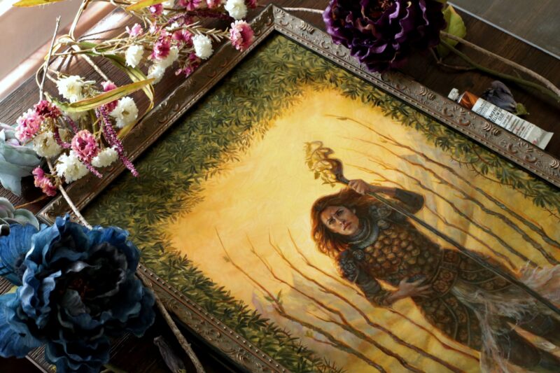 9 of wands. Close up.