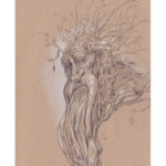 the full size scanned image of the final Treebeard drawing, which is graphite and white charcoal on toned paper.