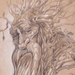 a close up detail shot of the Treebeard drawing by Susan Shorter