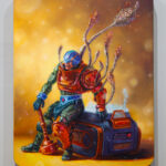 Technocrat's End is a 2025 oil painting on shaped panel, painted by Dan Cohen