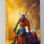 Technocrat's End is a 2025 oil painting on shaped panel, painted by Dan Cohen
