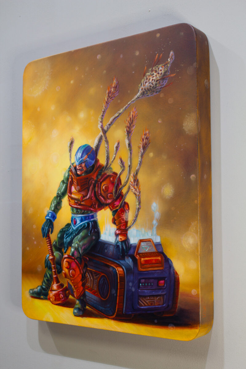 Technocrat's End is a 2025 oil painting on shaped panel, painted by Dan Cohen